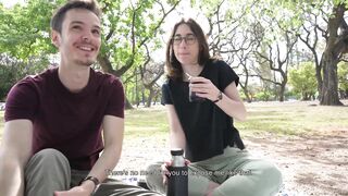 How does a day at the park end up with a public blowjob? - Cute teen swallows cum