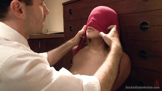 Tied babe anticipates rough and hardcore sex