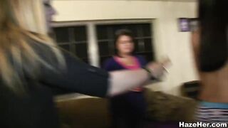 Lesbian group domination in college style