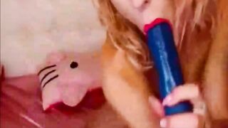 Blue dildo fuck show