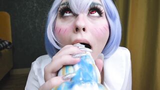 Rei Ayanami found her Christmas gift under c Christmas tree - Cosplay Bad dragon Spooky Boogie