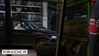 Surprise anal threesome with the mechanic