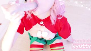 A Naughty Elf Brings Your Christmas Gift: Sloppy Blowjob, Pink Pussy, Anal Play and Cum Twice!!