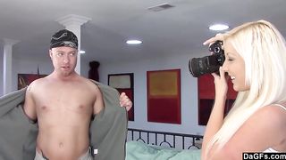 Shy male tenant needs money, so he strips for photoshoot