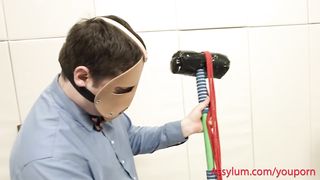 Foolgirl Emma Haize gets hard anal and face fuck in pogo stick bondage