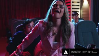 MODERN-DAY SINS - Pervy Teens Have PUBLIC SEX In Movie Theatre And GET CAUGHT! With Athena Faris