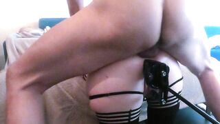 Hard DP with my wife, Balls Deep, DP, dp, POV, Creampie, All Internal, amateur, homemade, anal