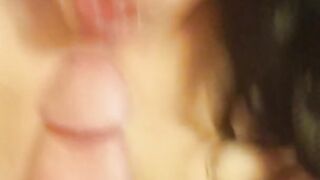 POV upclose blowjob with cum in mouth
