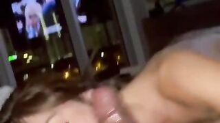 petite white girl chokes, rides, and squirts on BBC