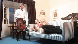 Schoolgirls in a threesome