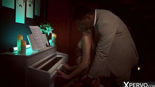 XPERVO - Blindfolded Brunette Mary Popiense Takes BBC from Piano Teacher
