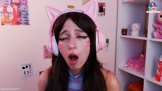 Dva Owerwatch Cosplay. Gamer Girl Ride Dildo & Sucking Cock While Playing