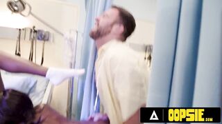 OOPSIE - Nympho Nurse Ana Foxxx Swindles INSANE THREESOME With Patient & His Ebony GF Nicole Kitt!