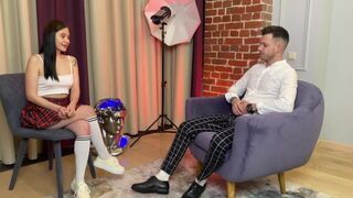 Сame for an interview, left covered in sperm