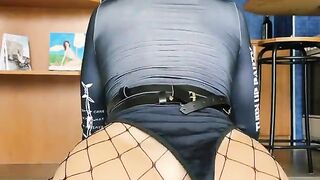 Wife jumps on a big dildo