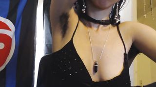 Hairy Armpit Goth Bounces Huge Nipples, Tits Go in Circles