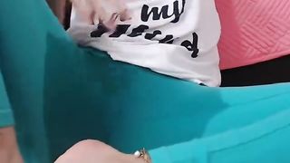 Squirting through Yogapants Amateur Hot