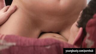 Young Elle gets big tits cummed
