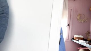 DICKFLASH MAID- Latina worker caught me jerking off and helped finish. Massive cumshot