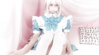 cute trap| Japanese [Part 1] Leak a lot of saliva, pee and sperm with a blonde maid costume |cosplay