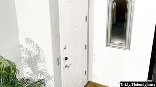 Johnny Sins Beats Up Abigaiil Morris Cunt Standing Up Against A Door, Then Again, On A Grey Couch