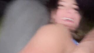 Teen girl gets creampied in the car