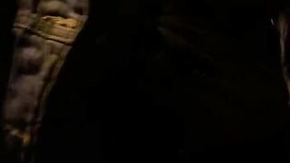 Hot brunette sucks friend's dick outside car in public after party