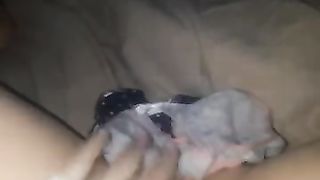 Squirting all over Sisters Panties before Bed