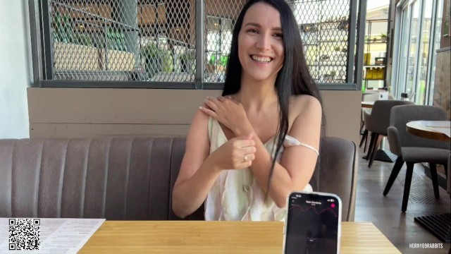 Eva Cumming Hard In Public Restaurant Thru With Lovense Ferri Remote Controlled Vibrator