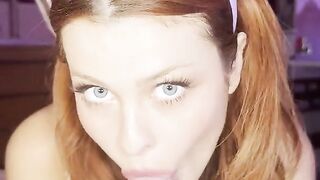Cute Redhead roomate suprises me with a sloppy blowjob