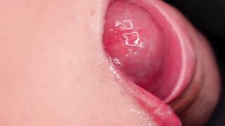 SLOW Sensual Tongue Licking Foreskin BLOWJOB CLOSE UP! Delicious CUM in Mouth