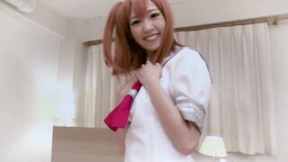 Little Japanese Redhead Gets A Pussy Full Of Cum