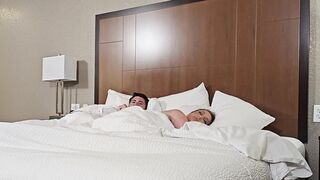 Blonde Stepmom and Stepson Share Hotel Bed