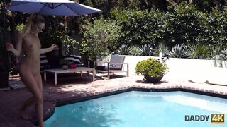 DADDY4K. Gorgeous blonde cheats on BF with his hot stepdad by the pool