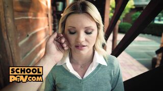POV - Cute teen Zazie Skymm enjoying anal for the first time