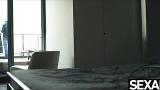 She gets cum over her big natural tits and in her soaked pussy