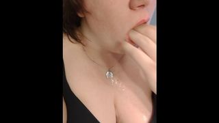 Submissive Ex-Girlfriend Throat & Gagging Training - self Gagging