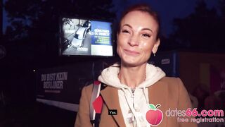 Awesome PUBLIC FUCK with Kessie Shy behind Berlin billboard! Dates66