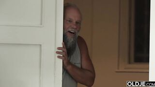Old Group fucked Teen Takes 2 grandpa cocks and cums hardcore