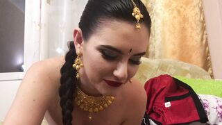 Alyssa Quinn - White Girl In Indian Attire Does Sensual Whipped Cream Blowjob