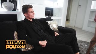 POV - Gorgeous threeway fetish slut Catherine Knight in POV spit roast