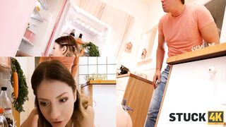 STUCK4K. Kitchen is a perfect place for horny man to fuck girl