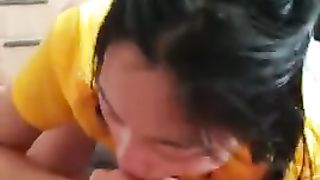 June Liu / SpicyGum - Morning Blowjob by Cute Asian Student