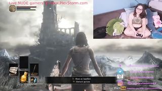 Nerdy BBW playing video games then punishing herself for playing bad.