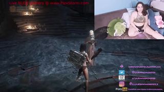 Nerdy BBW playing video games then punishing herself for playing bad.