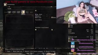 Nerdy BBW playing video games then punishing herself for playing bad.
