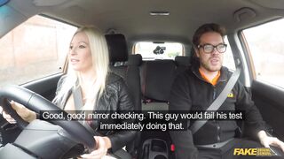 Fake Driving School - Glamour Model MILF with BIG TITS squirts and gets creampied