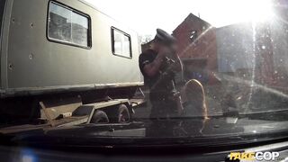 Fake Cop - Unfaithful redhead girlfriend gets the full length of a policemans big cock inside her