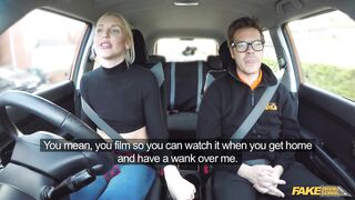 Fake Driving School - Tall British blonde gets CREAMPIED in her tight pussy