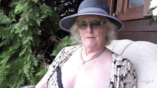 Aunt Judy's - 66yo Hairy Mature GILF Mrs. Claire Sucks Your Cock in the Garden (POV)